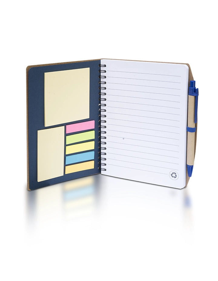 Kraft Blue Notebook with Sticky Notes & Pen – 80 Sheets – Eco-Friendly Stationery Gift